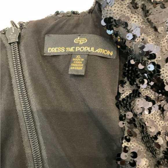 Dress the Population V-Neck Sequin Midi Dress Black Size XL - Picture 14 of 16